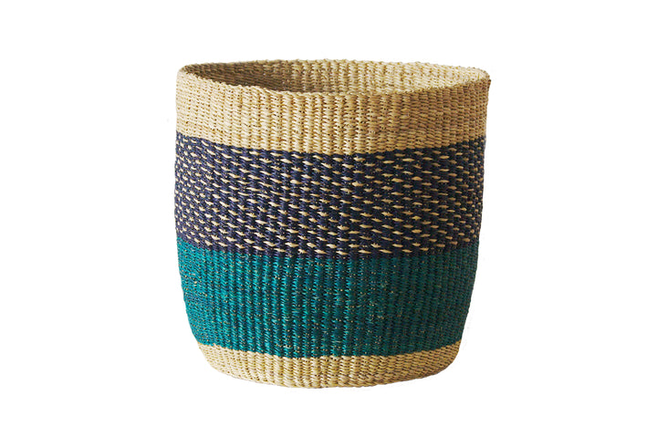 Storage basket Nuna (natural, blue chequered, turquoise)