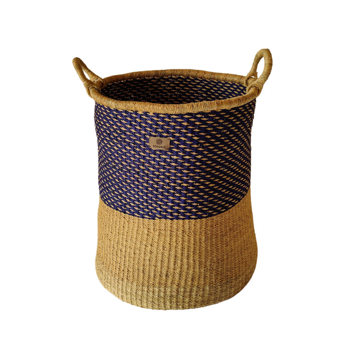 Storage Basket Enyo high (dark blue, natural and bottom natural)