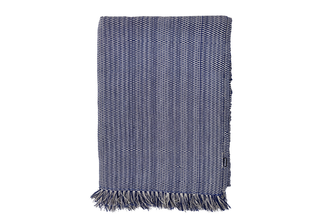 Gewebte Decke TWO IS ONE (dunkelblau, beige)