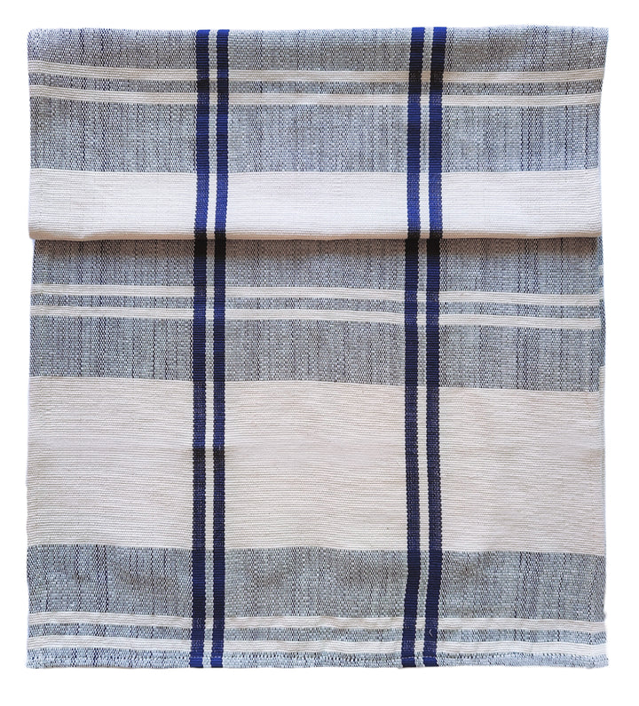 Tablerunner handwoven ANLOGA (off-white, royal blue)