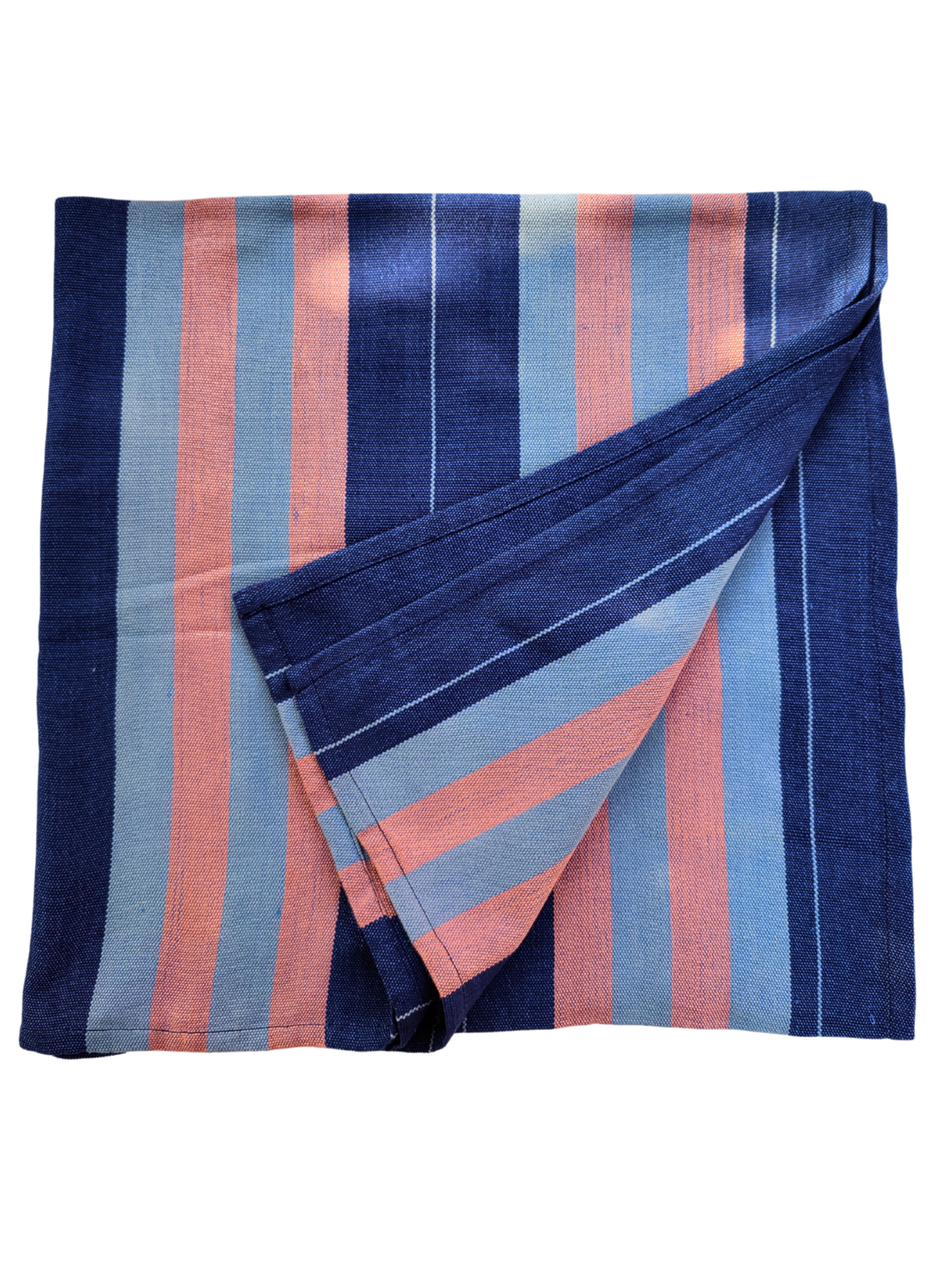 Handwoven Cotton Tablecloth DORVEME (Royal Blue, Baby Grey Blue & Rose)
