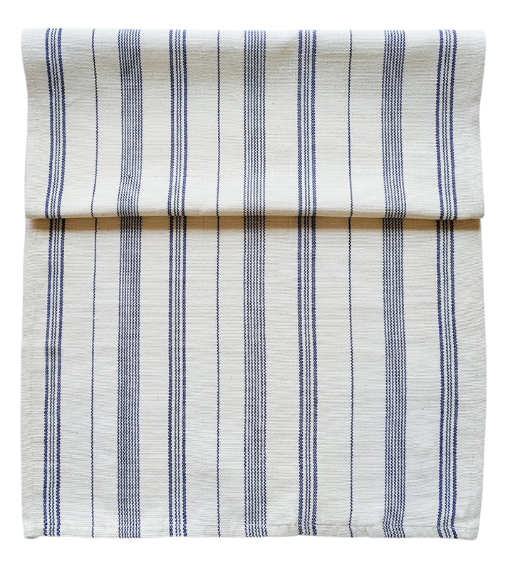 Tablerunner handwoven TSIAME (off-white, royal blue)